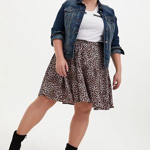 Torrid Leopard Twill Pleated Mini Skater Skirt 3x